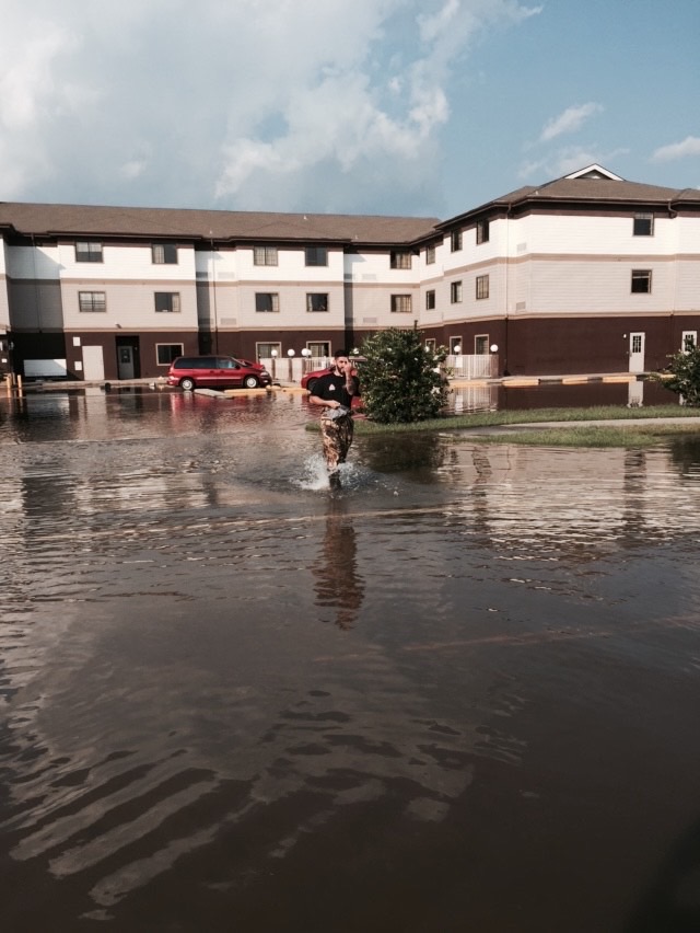 Flooded apartment complex in Paynesville